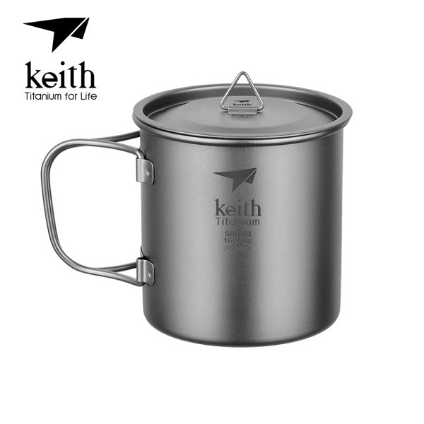 KE Single-Wall Titanium Mug with Folding Handle and Lid_Ti3205